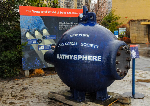 NEW YORK, USA - DECEMBER 06, 2011: steel bathysphere in the interior of the aquarium, New York