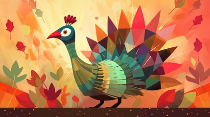 cute fairytale children book style illustration landscape art, female turkey in garden, Generative Ai