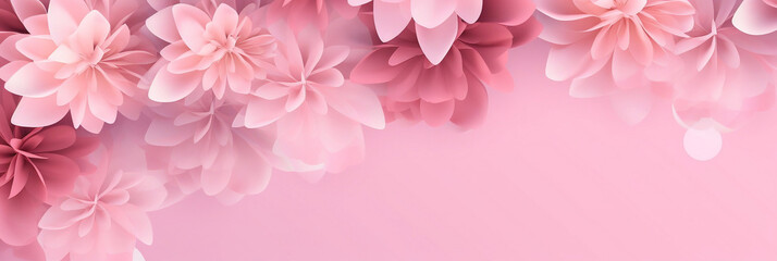 Pink flower background banner, empty label for ValentinesMother's day, Wedding invitation or anniversary, generative AI