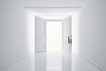 A white room with an open door. Generative AI