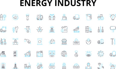 energy industry linear icons set. Renewable, Fossil, Wind, Solar, Hydro, Geothermal, Biomass vector symbols and line concept signs. Coal,Gas,Oil illustration