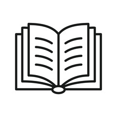 Book vector icon. Open book flat sign design. Linear book icon. Book symbol pictogram. Magazine icon. Notebook symbol. Document sign. UX UI icon