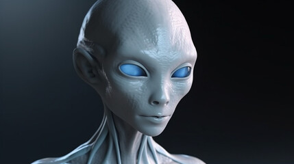  artificial intelligence robot with blue eyes on black background.generative ai