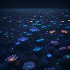 Fototapeta na wymiar beautiful field of bright flowers at night
