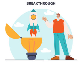 Breakthrough concept. Courage and motivation to break the obstacle