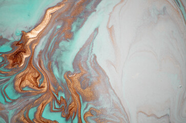 Fototapeta premium MAGIC OCEAN. Nature. Bohemian GOLDEN vibes- ART. Magical painting. Treasury of art. Unique abstract artwork. Luxury art in Eastern style. Marble style. 