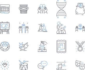 Fototapeta na wymiar Entertainment line icons collection. Diversion, Amusement, Distraction, Recreation, Spectacle, Performance, Fun vector and linear illustration. Play,Enjoyment,Celebrate outline signs set