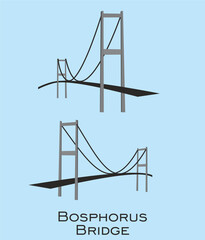 Istanbul and the Bosphorus Bridge. The famous landmark of Istanbul, tourists attraction place, skyline vector illustration, line graphics for web pages, mobile apps and polygraphy.