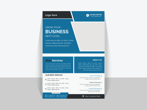 Business Flyer Corporate Template, blue and white flyer, a4 size. 