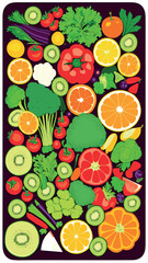 Gradient Vector Set of Fruits and Vegetables