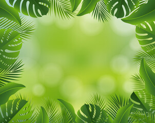 Fototapeta na wymiar Tropical Leaves Frame Isolated Nature Background