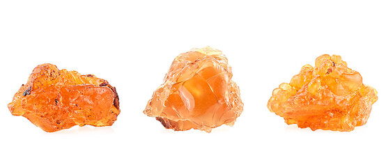 Pure Organic Frankincense Resin isolated on a white background, macro.