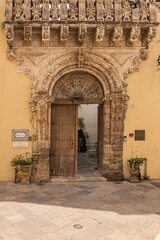 Nardò, Puglia, view of an Apulian baroque portal.