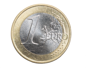 one euro coin on a white isolated background