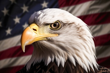 Eagle with the flag of the united states of america, generative ai 