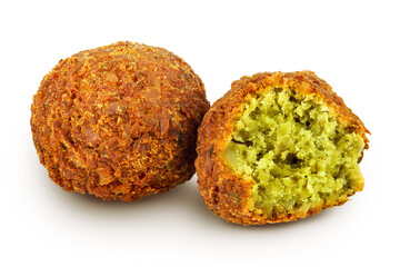 falafel ball with half isolated on a white background with full depth of field