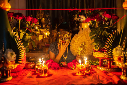 Female Shaman in Her Secred House Shrine