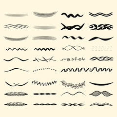 set of hand drawn vintage borders . hand drawn vintage dividers vector illustration.