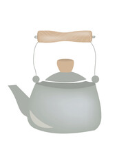 gray kettle on a white background illustration