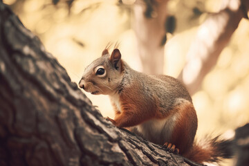 Obraz premium Beautiful squirrel in nature. Created using Generative AI technology.
