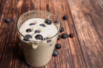 Refreshing Blueberry Yogurt in a Glass Jar