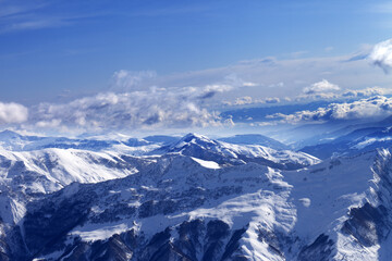 Fototapeta premium Sunlight snowy mountains