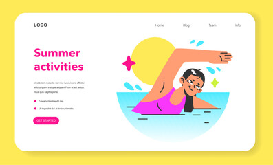 Healthy and active lifestyle web banner or landing page.