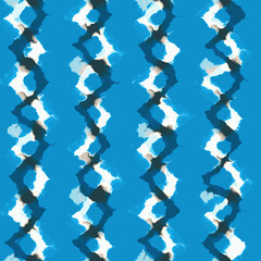 Tonal Blue and White Watercolor Drawn Zigzag Pattern