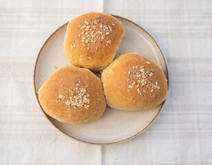 Freshly Baked Oat and Wheat Buns
