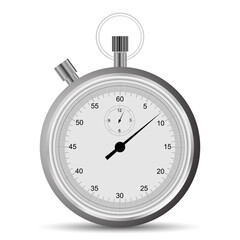 Realistic image of a mechanical stopwatch. Timer isolated on white background. Sport equipment. Vector