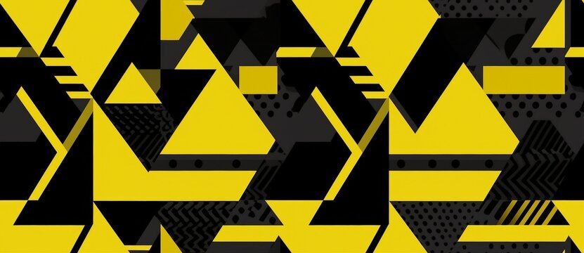 Striking black and yellow geometric pattern with sharp triangular shapes and clean lines, great for a wide range of design projects.