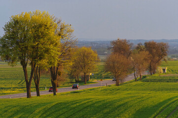 Naklejka premium Droga krajowa piękną wiosenną porą.