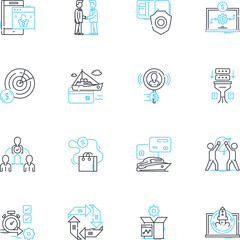 Cash income linear icons set. Earnings, Pay, Profit, Income, Wages, Salary, Cash line vector and concept signs. Revenue,Gain,Return outline illustrations
