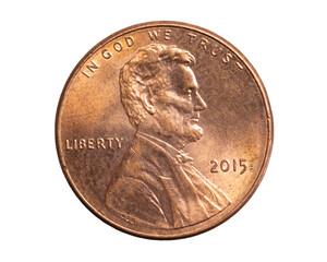 1 american cent coin on a transparent isolated background. png