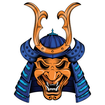 recommend clip art: Samurai helmet. Vector illustration of a japanese samurai mask.