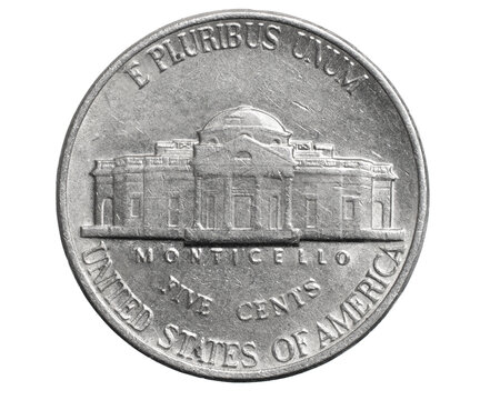 American five cents on a transparent isolated background. png