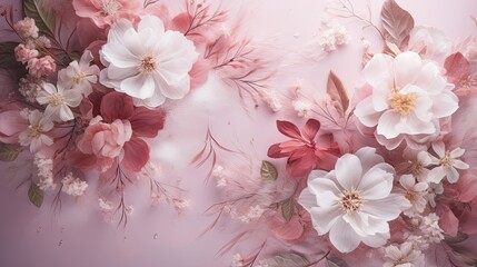 Festive combination of gorgeous blossom flowers in soft color, wonderfull  floral abstract background created using AI technology