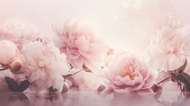 Unique peony. Still life from peonies. Romantic abstract background, exclusive wallpaper floral pattern. Generative AI.