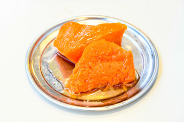Turkish Dessert Sobiyet  Baklava, mussels baklava and classic baklava with Pistachio . Cevizli, Fistikli Baklava, top view.
