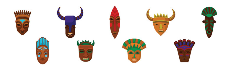 African Guise or Mask as Tribal Attribute Vector Set