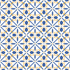 Mediterranean pattern blue and yellow theme