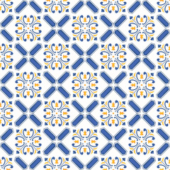 Mediterranean pattern blue and yellow theme