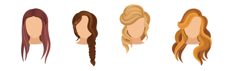 Different Hairstyle and Haircuts for Females Vector Set