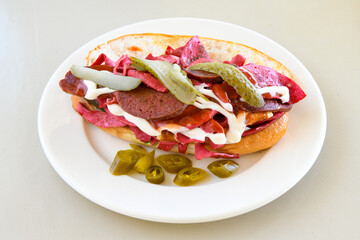 Turkish karisik atom  tost ( kasarli bazlama tost) . Sucuklu, Kasarli, kavurmali karisik tost. Flat baked bread toasted