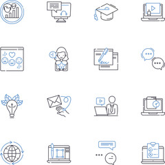 E-Courses line icons collection. Online classes, Instructionals, Tutoring, Lessons, Workshops, Seminars, Training vector and linear illustration. Immersive,Webinars,Self-paced outline signs set