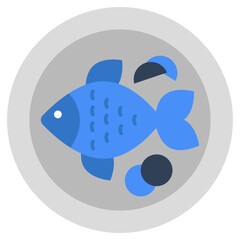 A flat design icon of fish
