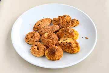 Turkish homemade sweet and savory cookies .Tatli tuzlu kurabiye. Kuru pasta