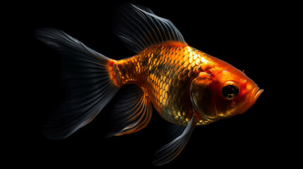 gold fish on black.generative ai