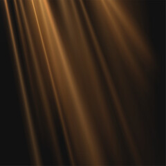 Sun rays light on black background.