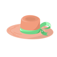 Beach hat vector, beach hat women accessory isolated. 